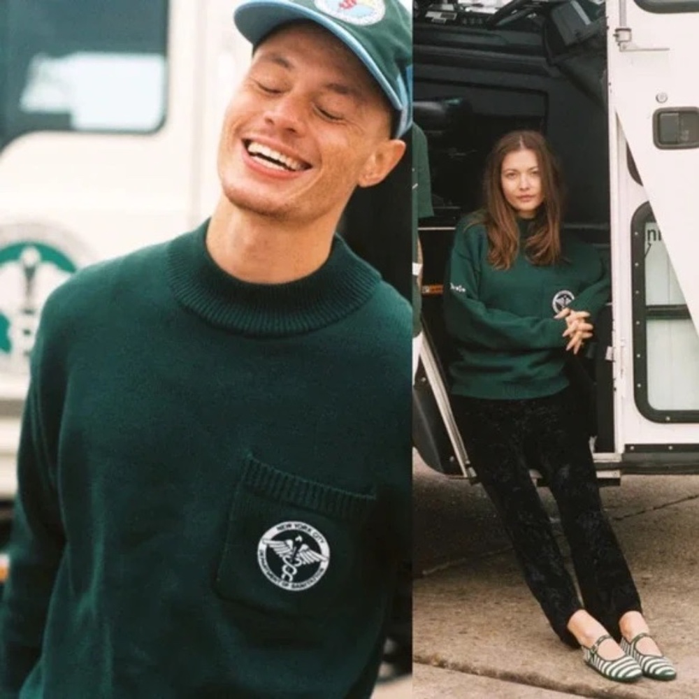 DSNY x Tombolo | Unisex NYC Sanitation Department Green Crew Neck Sweater M - Picture 8 of 8